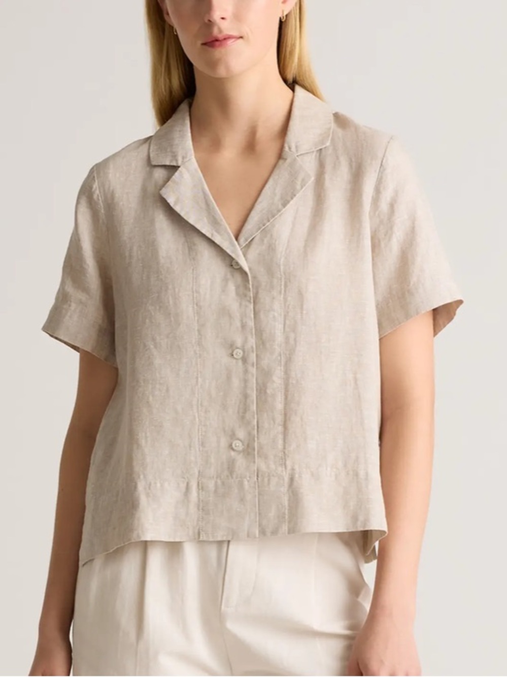 Quince Organic Linen Short Sleeve Shirt Sz XL Button Down in Driftwood